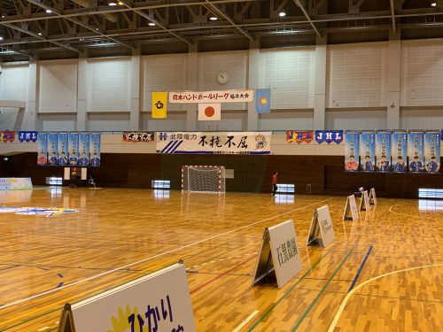 北陸電力ハンドボールチーム選手幕施工例